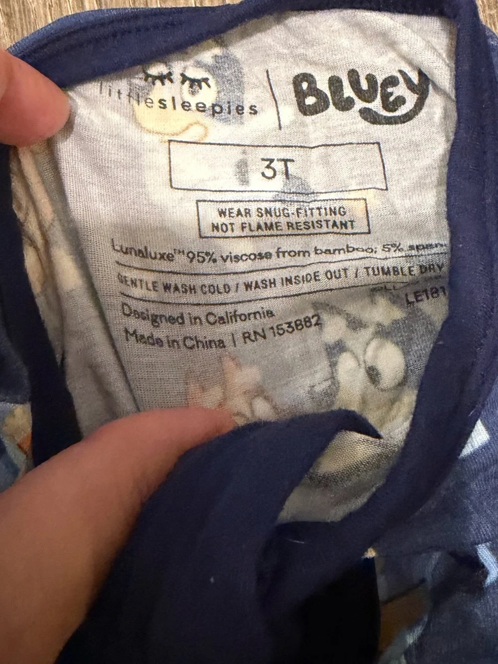 Little Sleepies Navy Bluey Zippies 3T